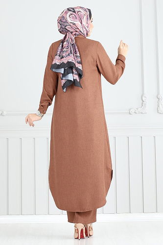 moda selvim طقم بني 808OZN1046 - Thumbnail