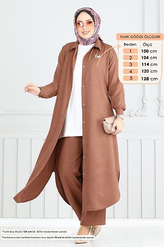 moda selvim طقم بني 808OZN1046 - Thumbnail