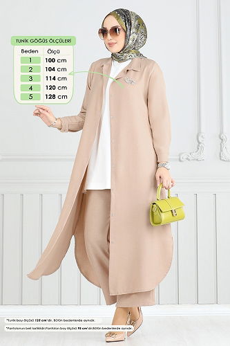 moda selvim طقم بيج 808OZN1046 - Thumbnail