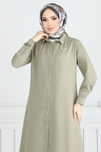 moda selvim طقم أخضر عشبي فاتح 808OZR1047-M - Thumbnail