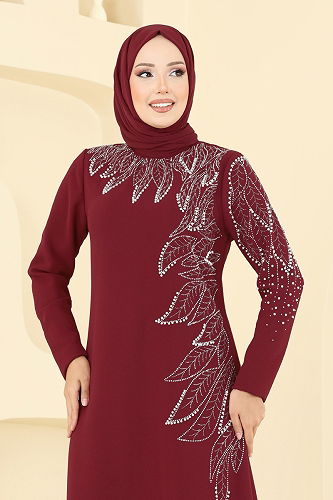 moda selvim طقم خمري 8098ABK1075 - Thumbnail