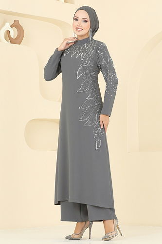 moda selvim طقم رمادي 8098ABK1075 - Thumbnail