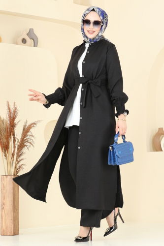 moda selvim طقم أسود 809OZN1046 - Thumbnail