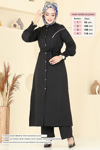 moda selvim طقم أسود 809OZN1046 - Thumbnail