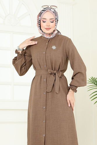 moda selvim طقم بيج غامق 809OZN1046 - Thumbnail