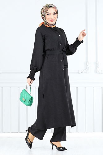 moda selvim طقم أسود 809OZR1047-M - Thumbnail