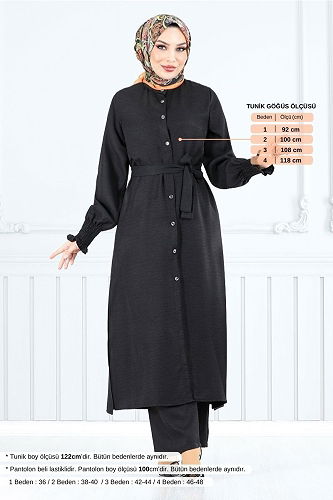 moda selvim طقم أسود 809OZR1047-M - Thumbnail