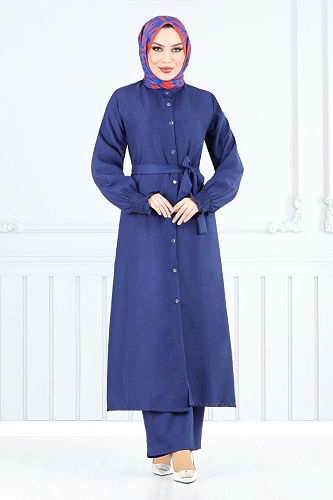 moda selvim طقم كحلي 809OZR1047-M - Thumbnail