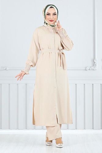 moda selvim طقم بيج 809OZR1047-M - Thumbnail