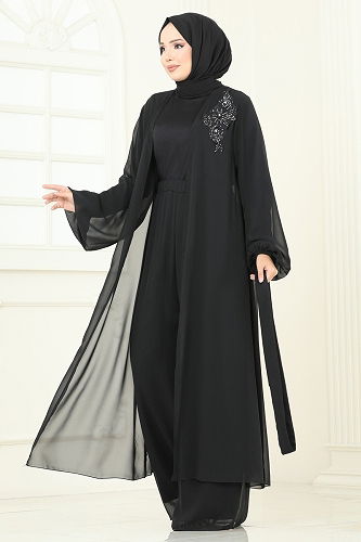 moda selvim طقم أسود 8113AB368 - Thumbnail