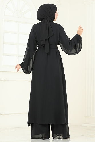 moda selvim طقم أسود 8113AB368 - Thumbnail