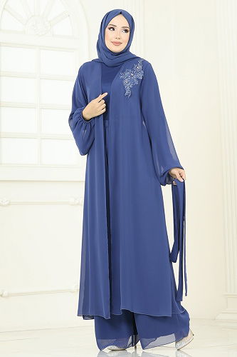 moda selvim طقم أزرق غامق 8113AB368 - Thumbnail