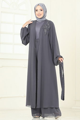 moda selvim طقم رمادي 8113AB368 - Thumbnail