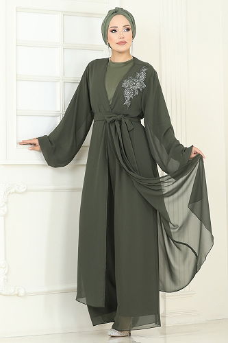 moda selvim طقم اخضر عفني 8113AB368 - Thumbnail