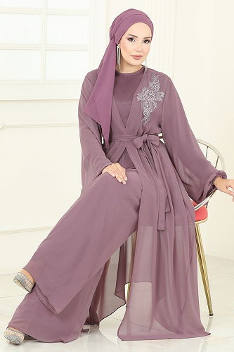 moda selvim طقم بيج وردي 8113AB368 - Thumbnail