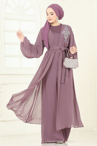 moda selvim طقم بيج وردي 8113AB368 - Thumbnail