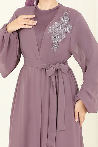 moda selvim طقم بيج وردي 8113AB368 - Thumbnail