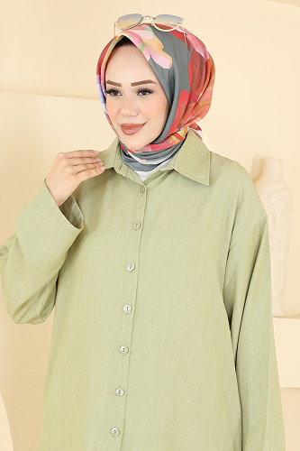 moda selvim طقم أخضر عشبي 8159TEG847 - Thumbnail