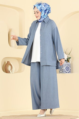 moda selvim طقم أزرق 8159TEG847 - Thumbnail