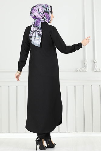 moda selvim طقم أسود 815OZN1046 - Thumbnail