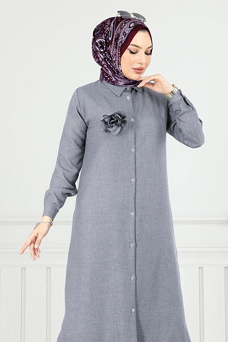 moda selvim طقم رمادي 815OZN1046 - Thumbnail