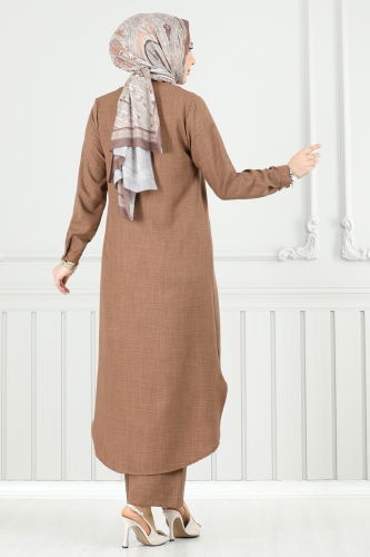 moda selvim طقم بني فاتح 815OZN1046 - Thumbnail