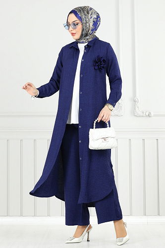 moda selvim طقم كحلي 815OZN1046 - Thumbnail