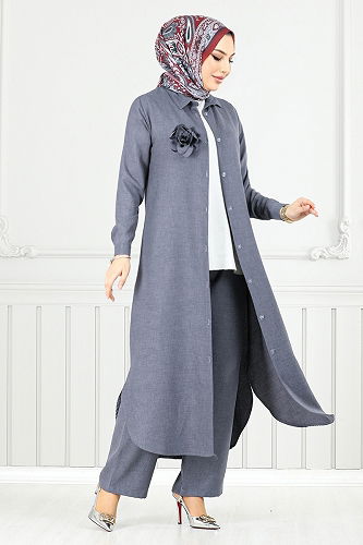 moda selvim طقم رمادي 815OZR1047-M - Thumbnail