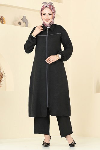 moda selvim طقم أسود 818OZN1046 - Thumbnail