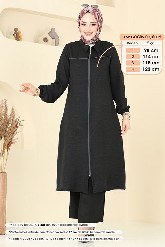 moda selvim طقم أسود 818OZN1046 - Thumbnail