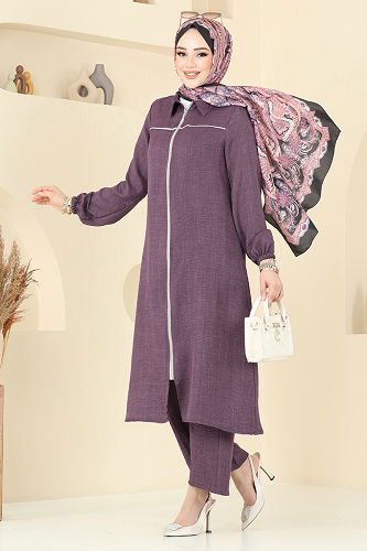 moda selvim طقم وردي غامق 818OZN1046 - Thumbnail