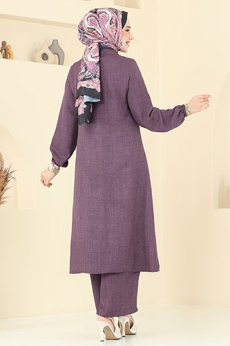 moda selvim طقم وردي غامق 818OZN1046 - Thumbnail