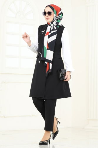 moda selvim طقم أسود 820MP806 - Thumbnail