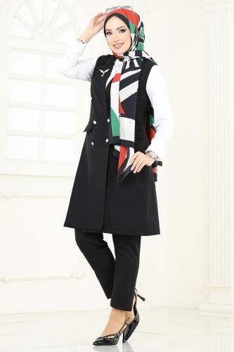 moda selvim طقم أسود 820MP806 - Thumbnail