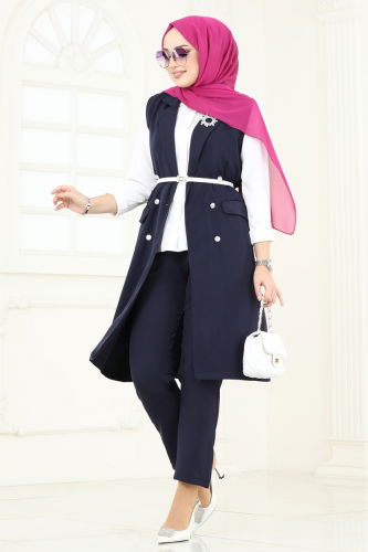 moda selvim طقم كحلي 820MP806 - Thumbnail