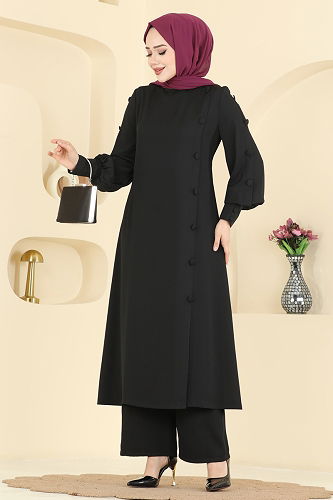 moda selvim طقم أسود 8217AB368 - Thumbnail