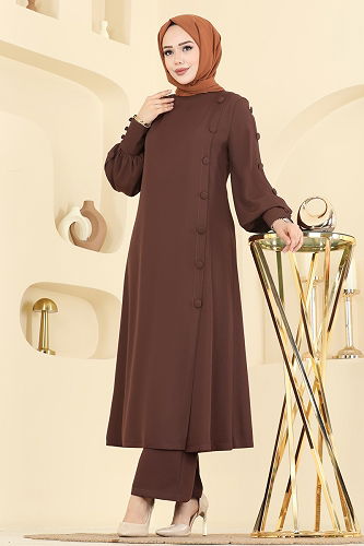 moda selvim طقم بني 8217AB368 - Thumbnail