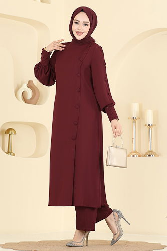 moda selvim طقم خمري 8217AB368 - Thumbnail