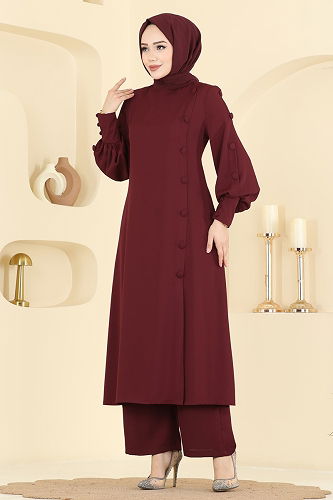 moda selvim طقم خمري 8217AB368 - Thumbnail