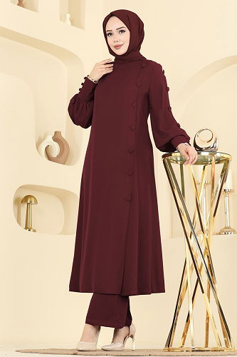 moda selvim طقم خمري 8217AB368 - Thumbnail