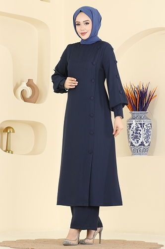 moda selvim طقم كحلي 8217AB368 - Thumbnail