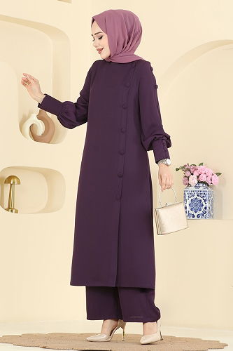 moda selvim طقم أرجواني 8217AB368 - Thumbnail