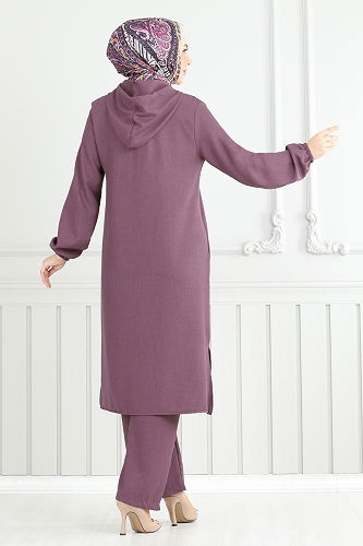 moda selvim طقم ليلكي غامق 824OZN1046 - Thumbnail