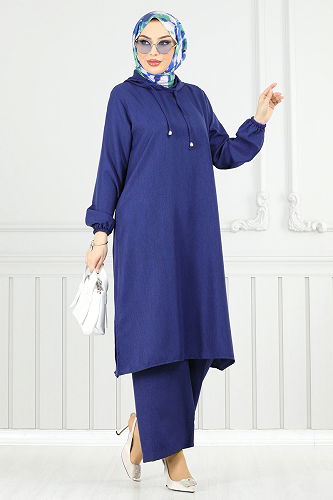 moda selvim طقم كحلي 824OZN1046 - Thumbnail