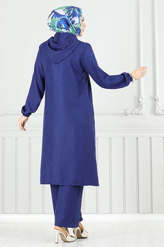 moda selvim طقم كحلي 824OZN1046 - Thumbnail