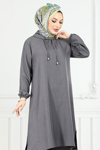 moda selvim طقم رمادي غامق 824OZR1047-M - Thumbnail