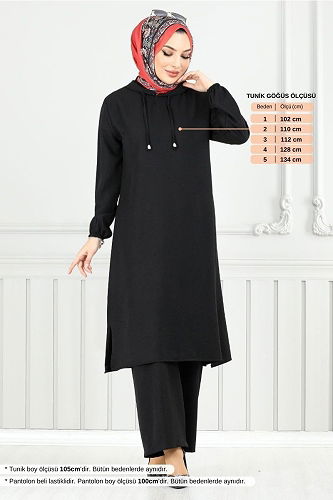 moda selvim طقم أسود 824OZR1047-M - Thumbnail