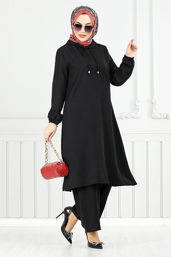 moda selvim طقم أسود 824OZR1047-M - Thumbnail