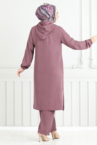 moda selvim طقم ليلكي غامق 824OZR1047-M - Thumbnail