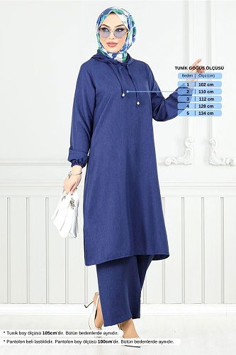 moda selvim طقم كحلي 824OZR1047-M - Thumbnail